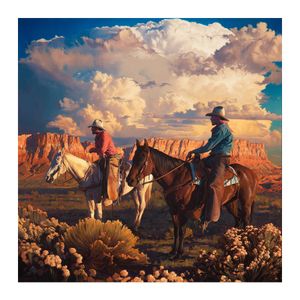 Maggiori Father and Son Cowboy Painting Poster Print Home Decor Materiale per carta fotografica con cornice o senza cornice