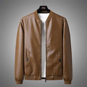 男性茶色のジャケット秋と冬のレザージャケット韓国のファッション服プラスサイズの毛皮のコート211119