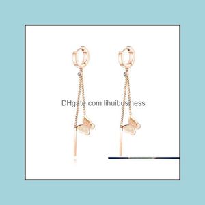Dangle & Chandelier Earrings Jewelry Cute Matte Butterfly Chain Tassels Drop For Women Stainless Steel Rose Gold Color Party Ear Gift Delive