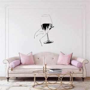 Wall Stickers Restaurant Bar Sticker Wine Glass Hand Removable For Kitchen Dining Room Decoration Mural3698