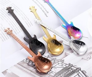 Creative 304 Stal nierdzewna małe łyżki kawy Guitar Violin kształt deser łyżka mieszanie łyżka śliczna tytanowa lodowa sn4798