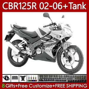 + Tankskydd för Honda CBR-125 CBR 125 R CC 125R 2002-2006 Bodywork 124NO.165 CBR-125R 125CC CBR125R Silver Black 02 03 04 05 06 CBR125RR 2002 2003 2004 2005 2006 OEM FAIRING