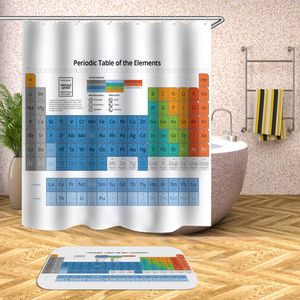 Yeni Periyodik Tablo Banyo Perdeleri Su Geçirmez 3D Baskı Duş Perdesi Beyaz Kumaş Perde Banyo 12 Hooks 201109