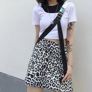 Kadınlar için Yüksek Bel Leopar Etek Kore Moda Sokak Giyim Genç Kızlar Harajuku Streetwear Seksi Mini Hippi Etekler