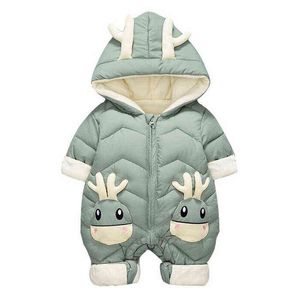 Baby Boys Outerwear Down Jackets Snowsuit Thick Baby Jumpsuit Newborn Hooded Warm Romper 2021 Winter Toddler Girl Overalls Jackets J220718