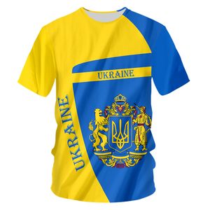 3D Ucrânia T Shirt Design Impressão Personalizado Homens Ucrânia Jersey Manga Curta Tamanho Grande Verão Bandeira T-shirt Gota Atacado 220619