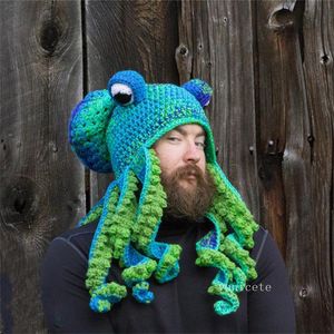 Party Hats Ball Caps Crochet Octopus Hat Unique Soft Beanies A Very Good Birthday Christmas Gft For Halloween Costume Cosplay hatZC1128