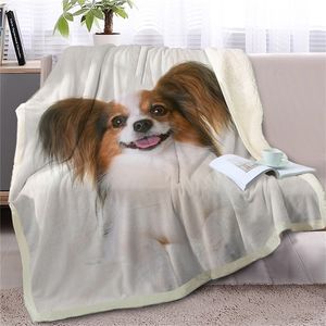 Одеяло для броска собак на диване кровати 3D животное шерпа флис белый домашний питомник