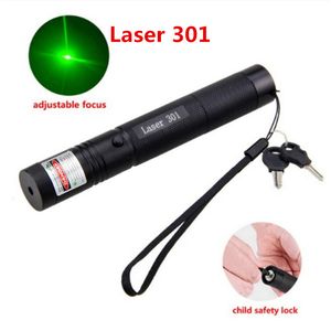 Jagd 532nm 5mw Laserpointer Sight 301 Pointers High Powerful Einstellbarer Fokuspunkt Lazer Torch Pen Projection keine Batterie Grün / Rot / Lila Farbe