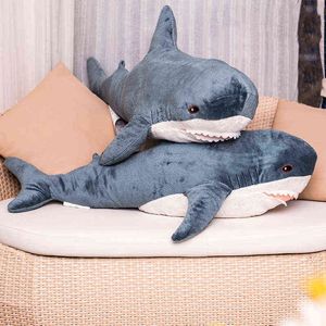 PC CM Giant Size Populära Shark Plush Toy Simulation Dolls Fylld mjuk djurläsningskudde för babybarn J220704