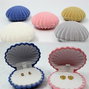 Wholesale sea boxes for sale - Group buy Jewelry Box Elegant Sea Shell Shape Flocking Ring Boxes Pendant Locket Earrings Container Boxes Jewelry Organizer Necklace Boxes