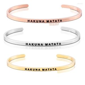 Hakuna Matata Alter afrikanischer Sprichwort-Armreif, Mantra-Armband, vergoldete, versilberte Manschette, inspirierendes Geschenk, Geschenke für Paare, Inte22