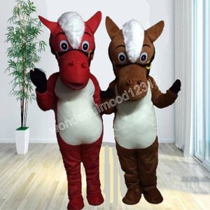 Costumi della mascotte del cavallo marrone Vestito unisex di alta qualità del personaggio dei cartoni animati Vestito da festa a tema all'aperto di Halloween Vestito unisex