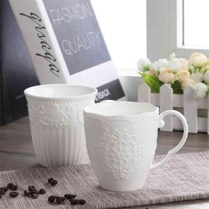 300 ml weiß geprägtes Porzellan, süße Schneebecher, Copo-Café-Nespresso-Tasse, lustige Keramikbecher, Weihnachtsgeschenk, Taza Para Café-Tasse 210409