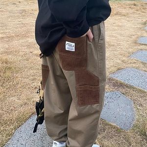 HOUZHOU Harajuku Cargo Pant Vintage Y2k Hip Hop Übergroße Patchwork Japan Stil Lose Hosen Weibliche Streetwear Grunge 220325