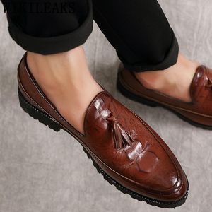 Kleidschuhe Italienisches Krokodil Männer Formelle Coiffeurbüro Elegante Marke Klassische Oxford Sepatu Slip On Pria Ayakkabi