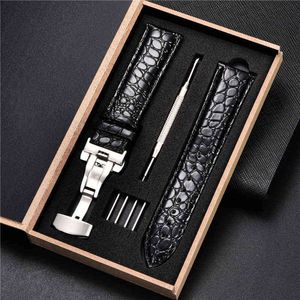 Crocodile Pattern Leather bands Strap for Samsung Galaxy 4 40mm 44mm / 4 Classic 42mm 46mm band Bracelets Correa G220420