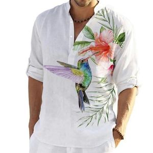 Men s Dress Shirts Hawaiian Animal Shirt Men s d Bird Print Summer Beach V Neck Short Sleeve Oversized Top T Clothing CamisaMen s