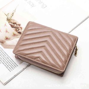 New Wallet Women's Short Zero Wallet Niche Design Mini Wallet Sheepskin V-card Bag 220625