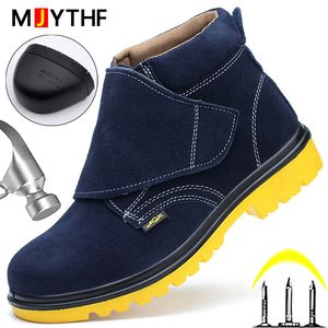 Botas de Trabalho de Construção Botas de Aço Cap Sapatos Industriais Homens Sapatos de Segurança Punturação à Prova de Soldagem Botas de Segurança Sapatos de Proteção