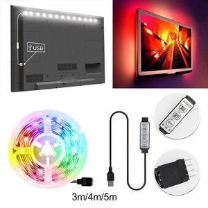 Şeritler LED arka plan ışık şeridi RGB IP65 Su geçirmez Bükülebilir Kontrolörle Bükülebilir 5V USB Arabirim Araç Atmosfer Parti Menled