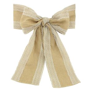 100PCS Chair Tie Bow Hessian Jute Burlap Chair Sashes Jute-Rustic for Wedding Decor Festival Party Hotel Home Decoration SN4548