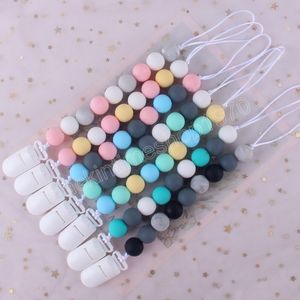 Newborn baby Pacifier Clips Silicone Beaded Pacifiers Holder Anti-drop chain Nipple Teether Strap Chains Infant Toy