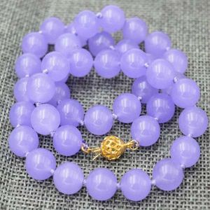 Pretty Fashion 8mm Natural Purple Jade Round Gemstone Beads Halsband 18 ''