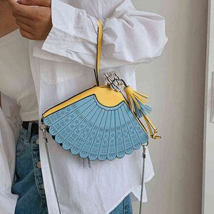 Kinesisk stil fläktformväskor unika design kvinnor mini väska tassel crossbody väskor damer party väska plånböcker och handväskor säck en huvudsaklig