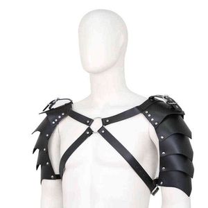 Nxy Sm Bondage Erotic Toys Bdsm Sex Game Mature Male Black Leather Strappy Two sided Multi piece Strap Gladiator Warrior Tied Up Corset 220426