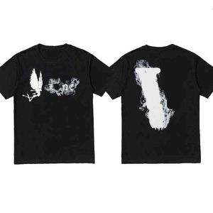Koszulka z krótkim rękawem 20ss Big Reflective V | letni projektant Hip Hop Friends czarno-biały Tee No Smoking Skull Angel koszule dla mężczyzn i kobiet