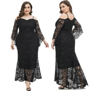 Plus Size Klänningar 2022 Kvinnor Klänning Solid Svart Ärmlös Larges Stor Plussize Halter Kläder Kläder Casual Wear för kvinnliga kostymer