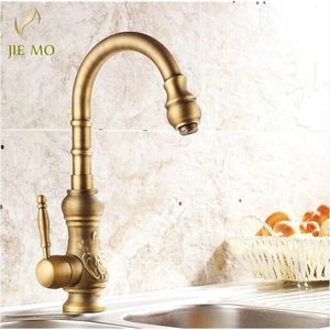 360 degree swivel Kitchen Faucets Antique Brass Porcelain Bathroom Basin Mixer Hot Cold Tap Antique Faucet 6067 T200424