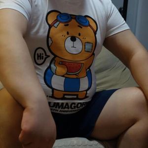 Şirin Özel Tişörtler toptan satış-Erkekler Tişörtleri Sınırlı Edition Kumagoro Erkekler Anime Sevimli Ayı T Shirt Sıradan Özel Tişört Nefes Alabilir Pamuk Üstleri O yaka Kısa Kollu Tshirt