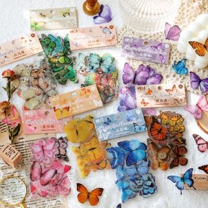 Carta da regalo 40pcs Vintage Farfalla Piante PET Adesivi decorativi Diario Scrapbooking Materiale Giocattolo Pianta Deco Adesivi di cancelleria fai da teGift GifG