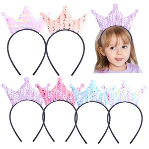 15905 Europe Baby Girl Hair Clasp Sequins Crown Hairhoop Kids Hairband Headband Princess Child Dance Performance Hair Accessory 6 Colors