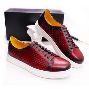 Designer men's Dress shoes new low help sportswear board cowhide mens tide shoe versatile large size flat shoes A15