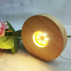 Träljusbas uppladdningsbar fjärrkontroll Trä LED-lampor Roterande skärmstativ Lamphållare Lampor Baser Konstdekoration Nytt Free Ship D2.0