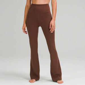 L-06 Pantaloni svasati da yoga da donna Pantaloni sportivi a gamba larga a vita alta Tinta unita Fianchi sottili Calzamaglia da ballo allentata Leggings da palestra da donna Pantaloni sportivi da corsa