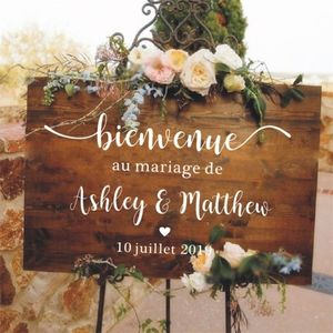 Stickers French Style Wedding Mirror Vinyl Decal Custom Names Welcome Sign Murals Romantic Mariage O303 220701