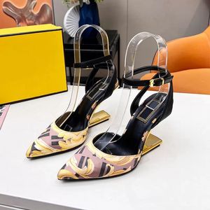 Classic Old Flower Dress Shoes Newest Jointly High Heels Womens Sandal Shoe Pointed Toe Letter Heel Slipper Sliders Lady Pumps Slingbacks Valentine's Day Gift