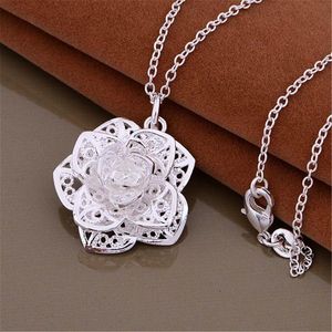 Ketten Charms 925 gestempelt Silber Hübsche Blumen Anhänger Halskette für Frauen Mode Luxus Schmuck Party Hochzeit WeihnachtsgeschenkeKetten