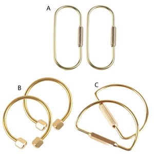 Keychains 2Pcs Durable Brass Screw Lock Keychain Simple Key Chain Ellipse Shape Ring Clip Holders UnisexKeychains