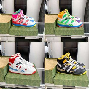 Luxury printed casual shoes R stitching two-letter men's high-top colored foam running shoes with multicolor women's cowhide low-top non-slip rubber sole sneakers