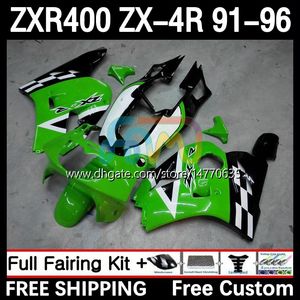 Kit corpo completo per KAWASAKI NINJA ZXR 400 CC ZX-4R ZXR400 91 92 93 94 95 96 Carenatura 12DH.0 ZX4R 400CC ZX 4R ZXR-400 1991 1992 1993 1994 1995 1996 Carenatura ABS verde nero