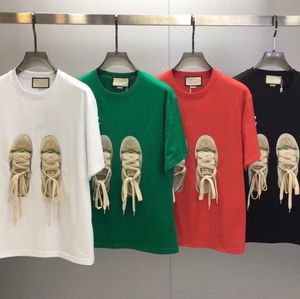 ファッションメンズ女性 Tシャツレディース tシャツレタープリントカジュアル半袖夏マンプリント靴男性ルーズコットンスリーブ