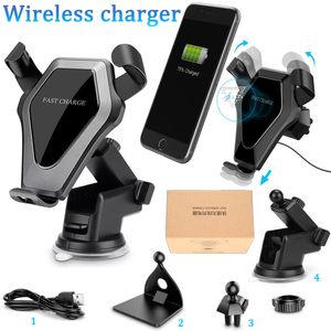 Universal Qi 10W Fast Charging Wireless Car Charger Gravity Auto Clamping Air Vent Mount Wireless Charger Phone Holder for Car