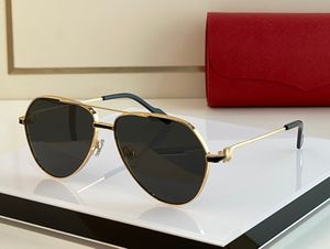 Großhandel High-End-Sonnenbrille für Herren, Pilot, Top-Qualität, 18 Karat Gold, funkelnd, einfach, blau beschichtete Gläser mit breitem Rand, Polarisator 0334, Silbergrau, Größe 61 mm, mit Geschenketui