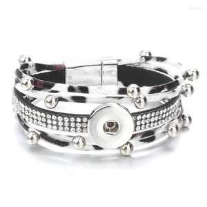 Bracelets de charme Moda Multilayer Leopard Leather Snap Fit 18mm Button Charms Diy Jóias para homens ZE482CHARM Kent22