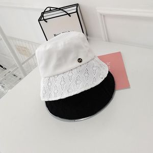 202203-Moh Spring Summer Lace Brim M Letters Lady Bucket Cap Kobiet Ryba Hat Wide Hats Delm22